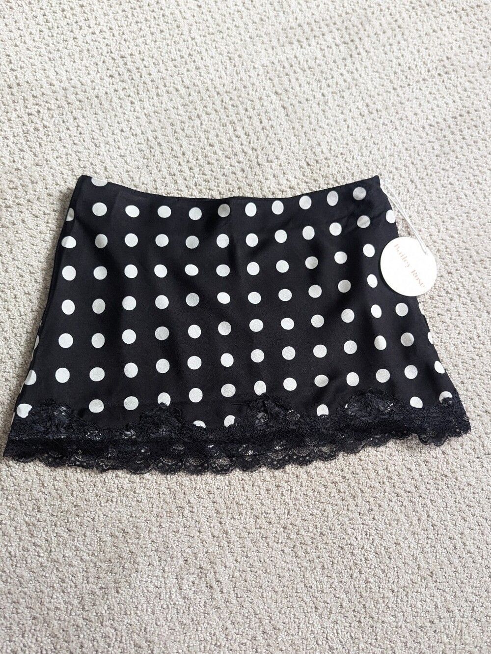 NWT Bailey Rose Polka Dot Lace Trim Mini Skirt